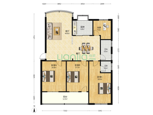 滨湖南路18号 4室1厅2卫 155平方