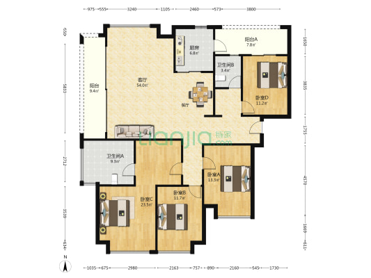 万科森林公园 4室1厅2卫 185平方