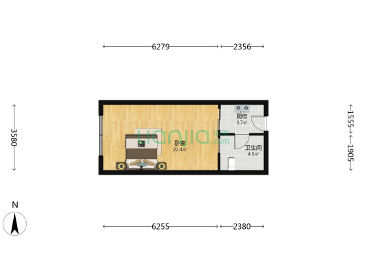 中国伞城商业广场 1室0厅1卫 47平方