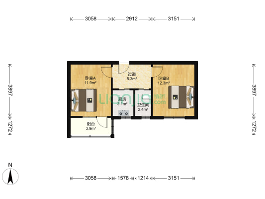西陈庄前街92号院 2室0厅1卫 48平方
