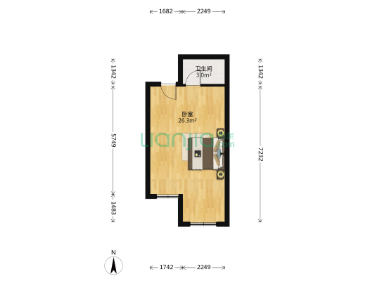 财富广场 1室0厅1卫 43平方