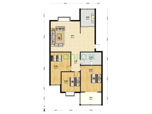 中煤69处东院 3室1厅1卫 143平方