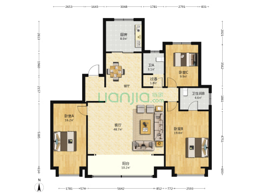 新城荣樾大都会一期 3室1厅2卫 168平方