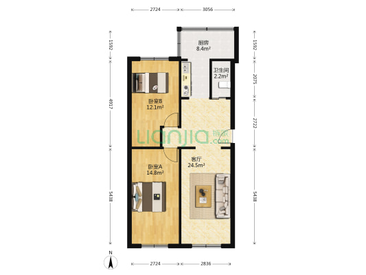 大屯街458号 2室1厅1卫 86平方