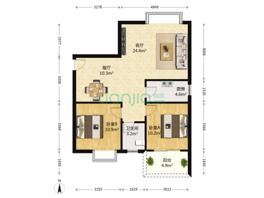 强远世纪度假村 2室2厅1卫 91平方
