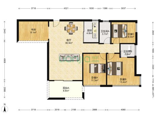 秋谷康城 4室1厅2卫 99平方