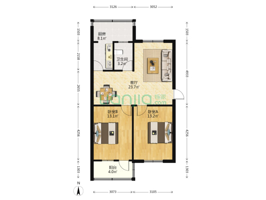 文化宫路166号 2室1厅1卫 75平方