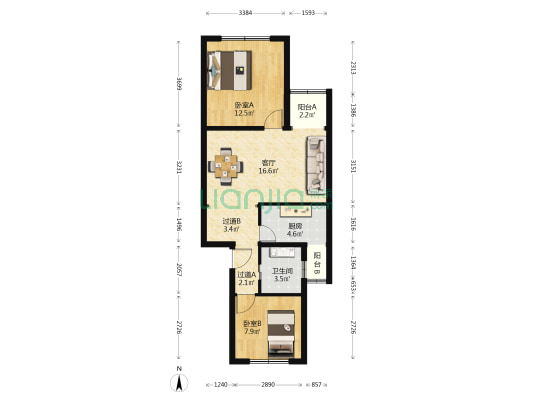 东后河沿 2室1厅1卫 70平方