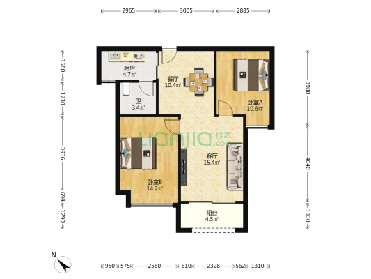 龙凤春晓 2室2厅1卫 81平方