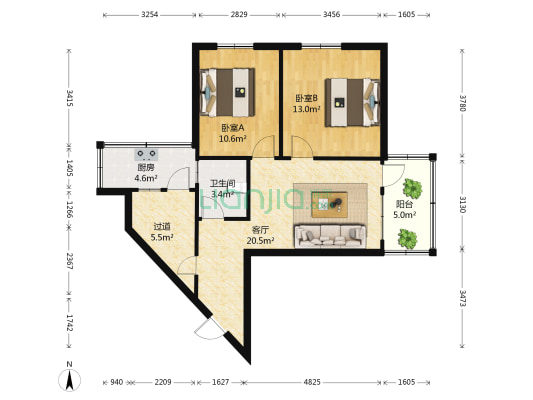 许昌市影剧院 2室1厅1卫 69平方