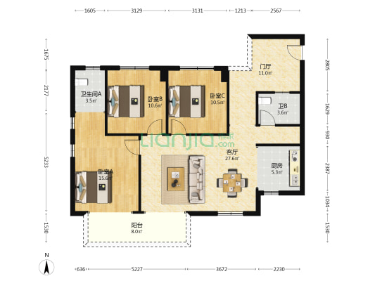 雍都·未来城 3室1厅2卫 108平方