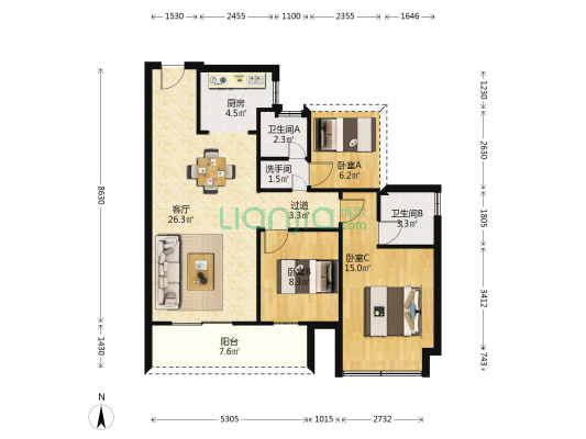 中交和风春岸 3室1厅3卫 95平方