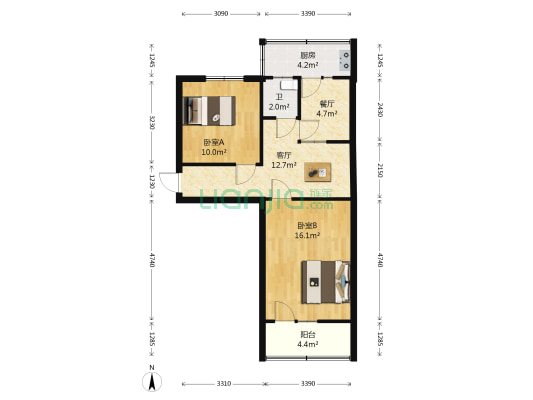 后一万山 2室2厅1卫 60平方