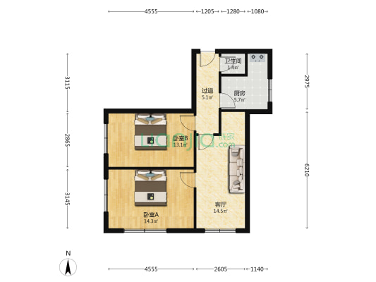 省一建宿舍 2室1厅1卫 70平方
