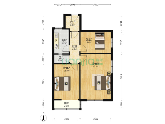 东风路104号院 3室0厅1卫 60平方