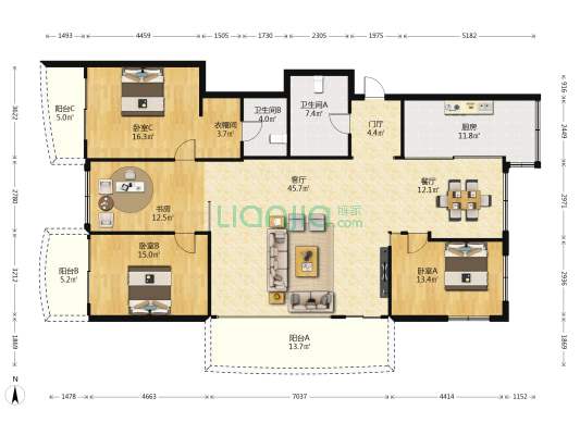 双安城 4室2厅2卫 197平方