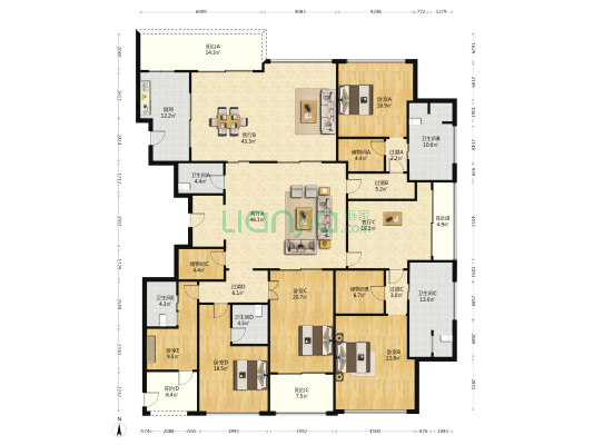 钱江水晶澜轩 5室3厅5卫 374平方