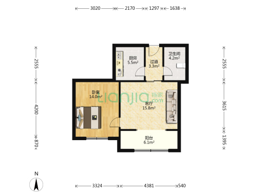 微山三村 1室1厅1卫 55平方