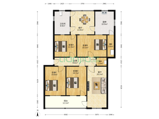 商务局家属院 4室2厅1卫 168平方