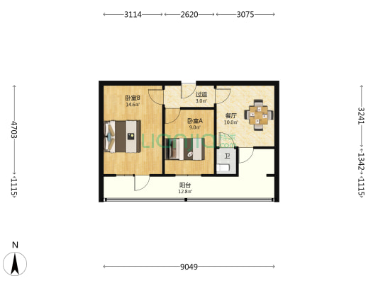 兰铁机校家属院 2室1厅1卫 45平方
