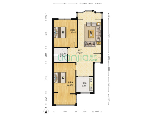 安居苑(汉阳) 2室1厅1卫 94平方