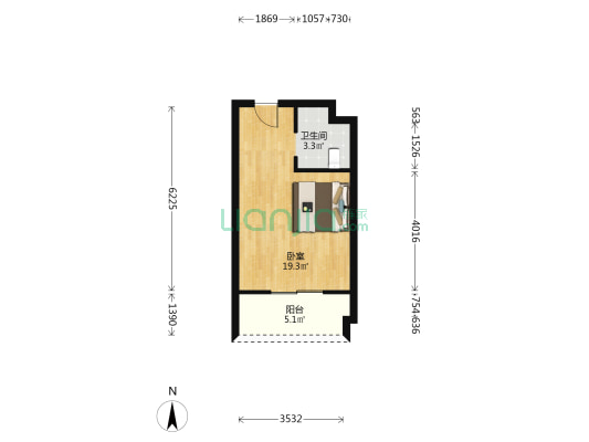 经开未来城 1室0厅1卫 38平方