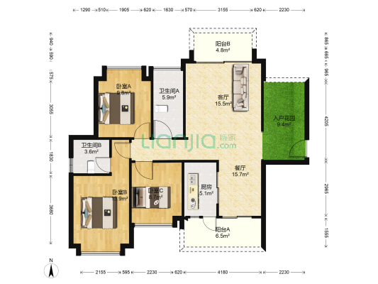 锦江尚苑 3室2厅2卫 121平方