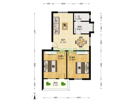 江西省疾病预防控制中心 2室1厅1卫 72平方
