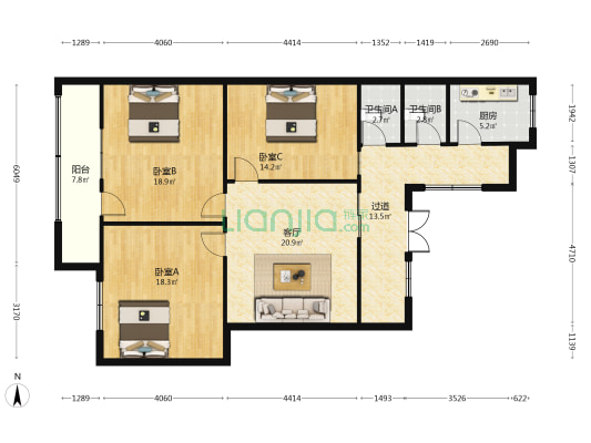 丰溪路116号 3室1厅2卫 123平方