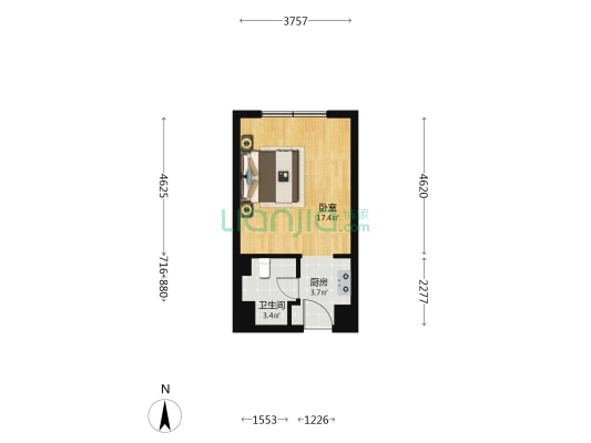 翠微路甲10号院 1室0厅1卫 42平方