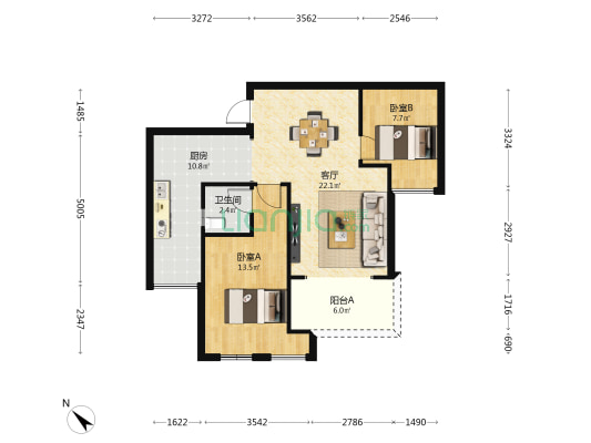 海成天生别院C区 2室1厅1卫 72平方