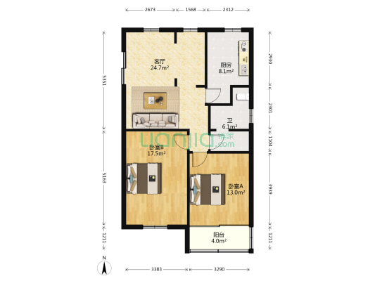 腊梅里散盘 2室1厅1卫 82平方