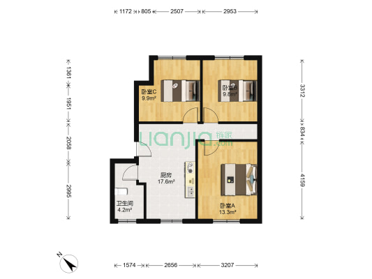 长江日报路 3室0厅1卫 73平方