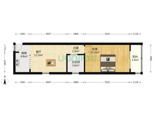 德州一村 1室1厅1卫 62平方