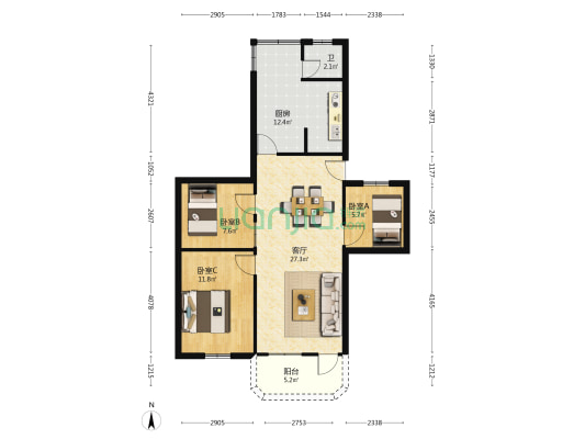 冷冻厂小区 3室1厅1卫 80平方
