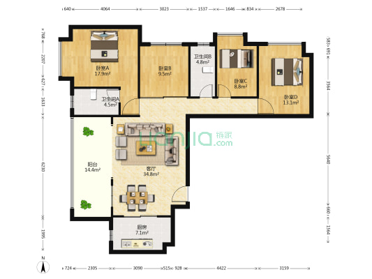 龙光·水悦龙湾 4室1厅2卫 142平方
