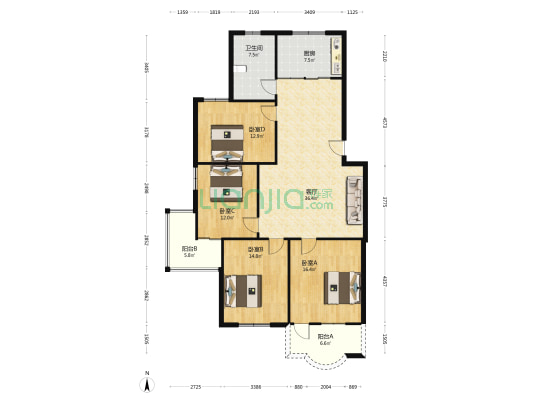 荟苑小区 4室1厅1卫 135平方