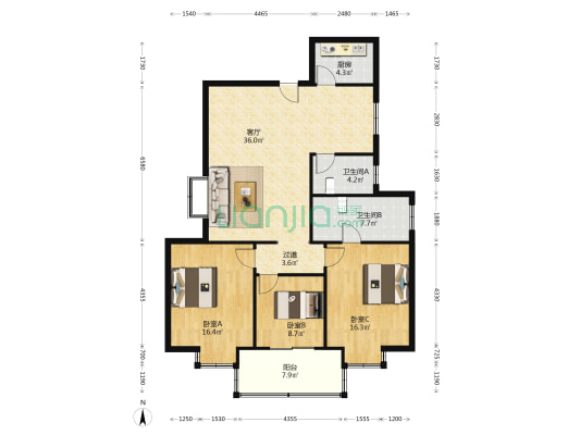 望景花园 3室1厅2卫 149平方