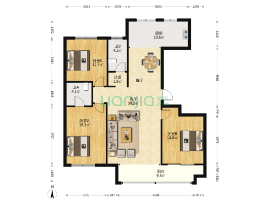 一象澜湾 3室1厅2卫 151平方