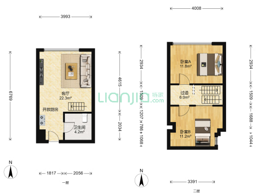 新景舜弘现代城 2室1厅1卫 42平方