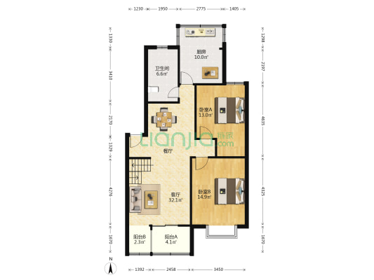 华丰苑(阳光新居) 2室1厅1卫 99平方