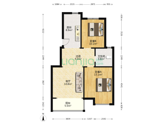 金卓智慧城 2室1厅1卫 95平方
