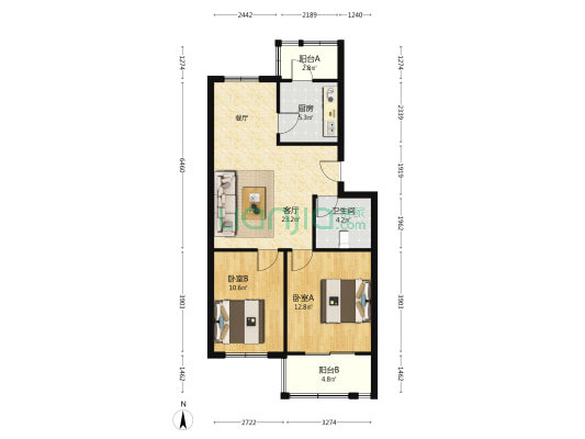 金玉园西区 2室1厅1卫 78平方