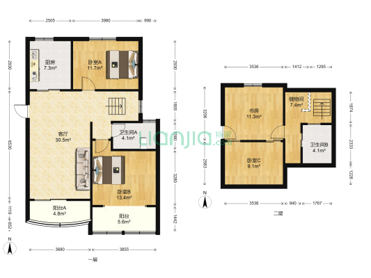 御花园玫瑰园 4室1厅2卫 93平方