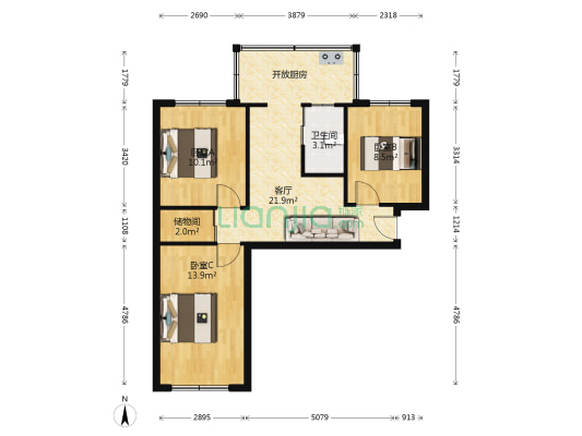 送变电桂林小区 3室1厅1卫 71平方