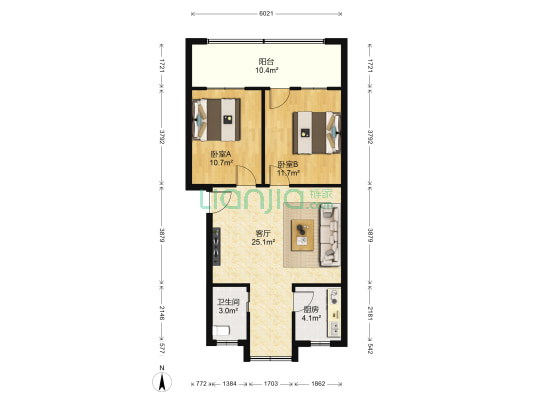 区政府家属院 2室1厅1卫 82平方