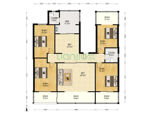 树德里3号 4室2厅2卫 153平方