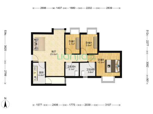 宣嘉华庭 3室1厅2卫 78平方