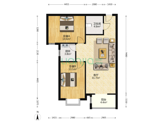 双语旁，投 资，度假，养老，休闲，随时看房-户型图