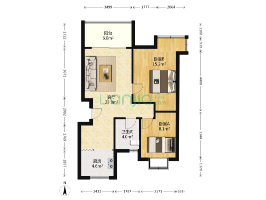 西溪北苑东区 2室1厅1卫 79平方